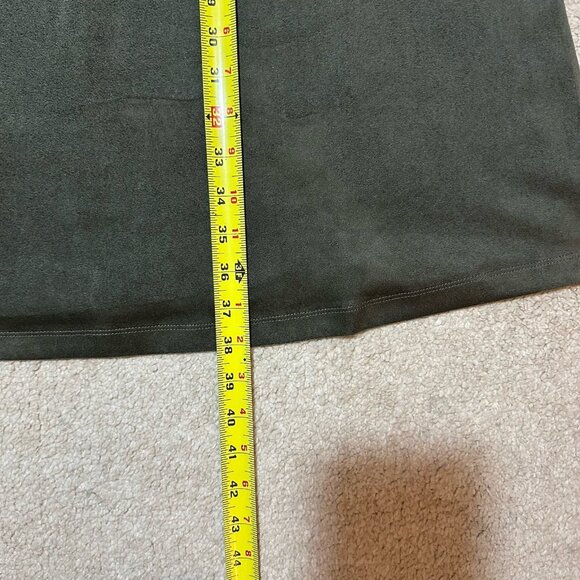 J McLaughlin Swing Dress Cap Sleeve Olive Green Faux Suede Size M Pockets - Picture 13 of 15